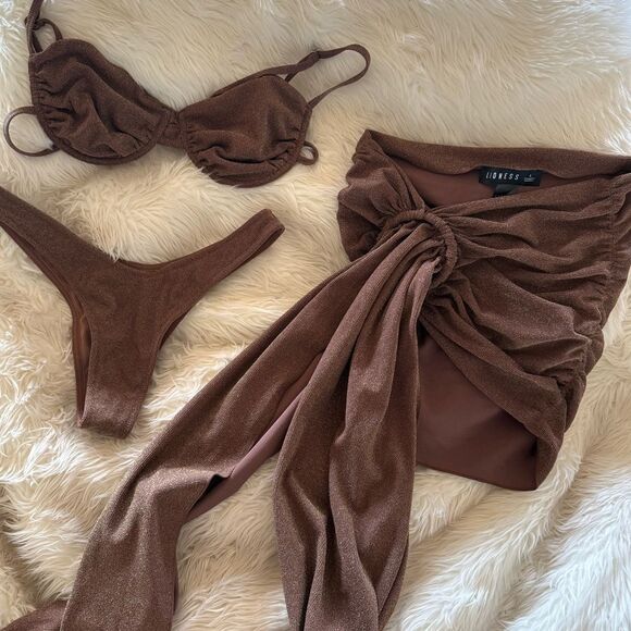 RARE Revolve 3 piece brown Bikini Set - Picture 5 of 12